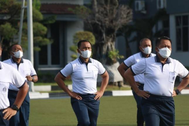 Jaga Imunitas Tubuh, Dankormar Mayjen (Mar) Suhartono Olahrga Bersama  KASAL Yudo