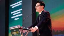 Bang Kyung Man, CEO KT&G saat pembukaan peresmian dua fasiltas baru di kawasan industri PIER, Pasuruan, Jawa Timur, pada Selasa (6/10/2026).
